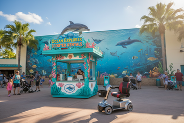 Where can I get a same day scooter rental near Disney World if someone in my group gets hurt?